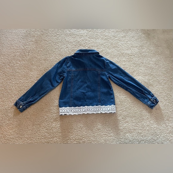 Little Lass Girl - Blue Jean Jacket with Embroidered Flowers and Lace - Size: 6X - Picture 7 of 8